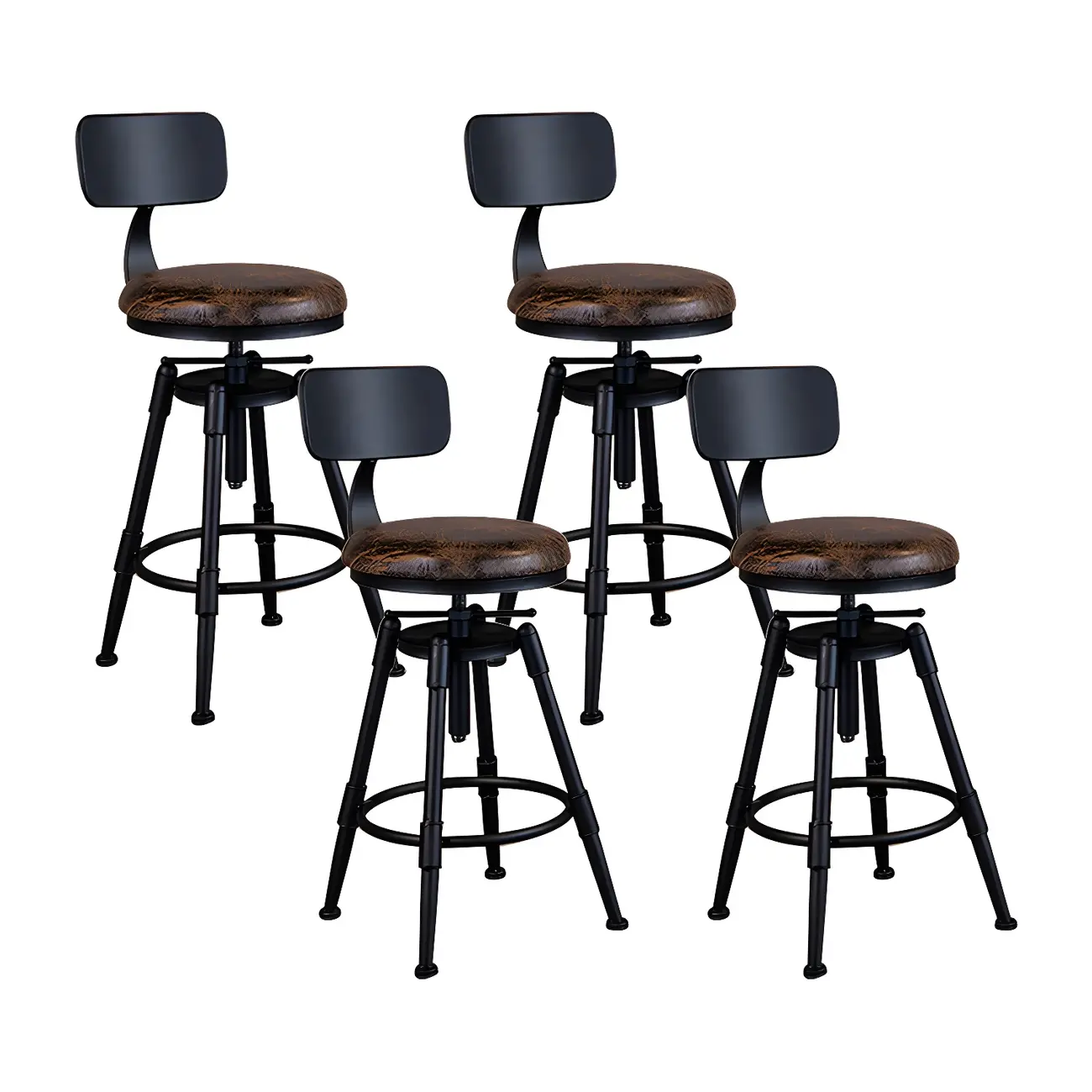 Industrial Iron Swivel Adjustable Bar Stools Image - 38 | homeyfad