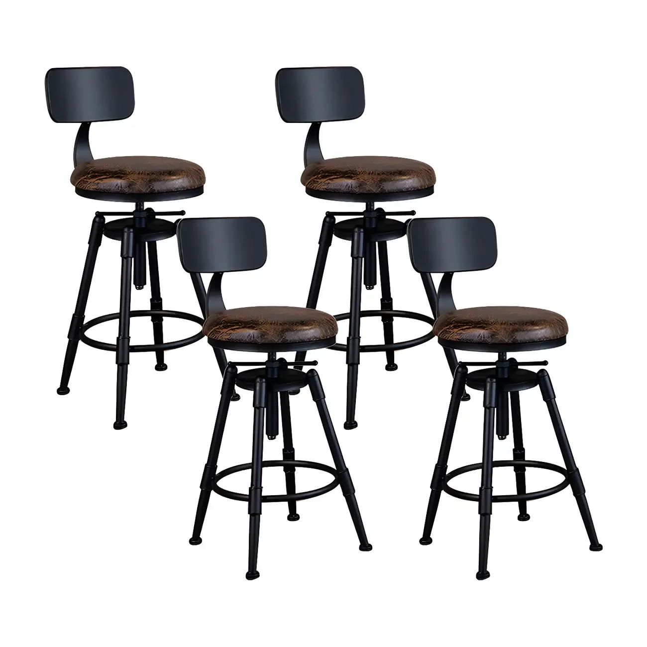 Industrial Iron Swivel Adjustable Bar Stools Image - 38