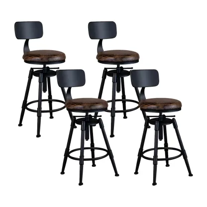 Industrial Iron Swivel Adjustable Bar Stools Image - 38