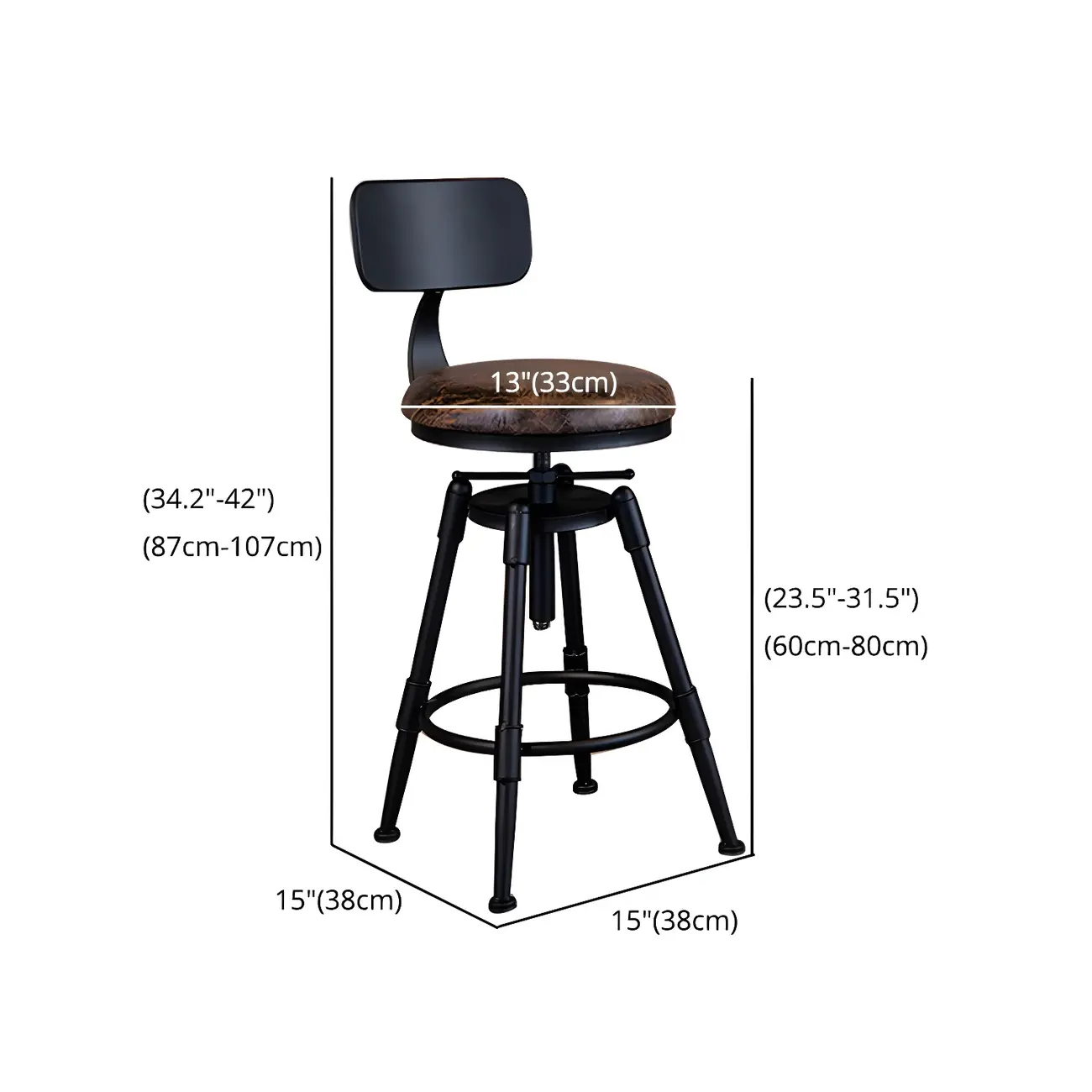 Industrial Iron Swivel Adjustable Bar Stools #size | homeyfad