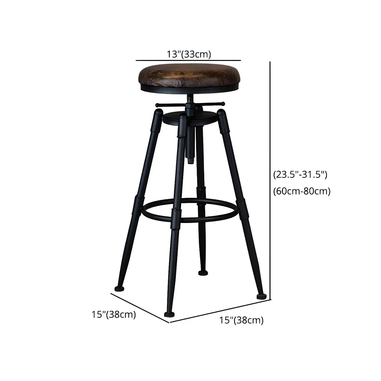 Industrial Iron Swivel Adjustable Bar Stools Image - 40
