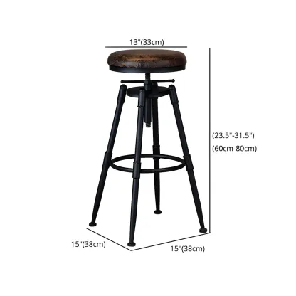 Industrial Iron Swivel Adjustable Bar Stools Image - 40