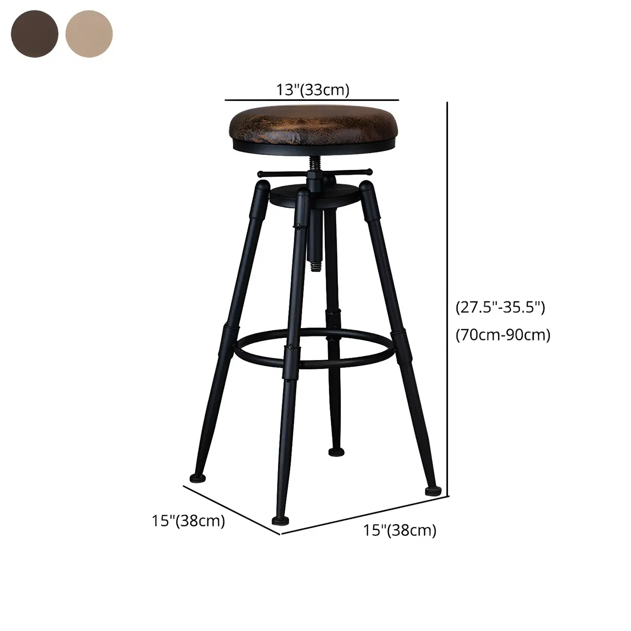 Industrial Iron Swivel Adjustable Bar Stools Image - 42