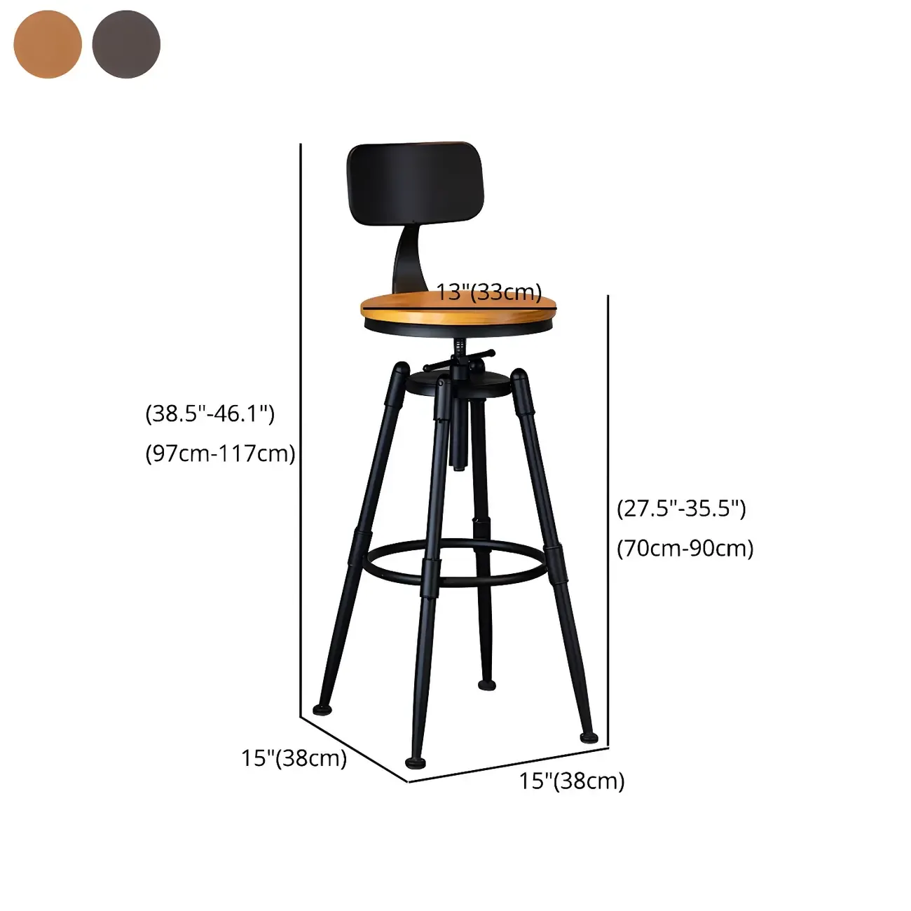 Industrial Iron Swivel Adjustable Bar Stools Image - 43