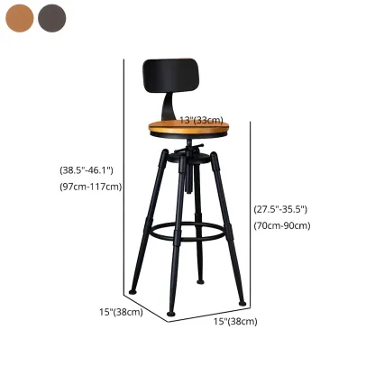 Industrial Iron Swivel Adjustable Bar Stools Image - 43
