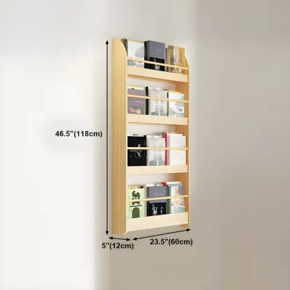 Horizontal Wall-Mounted Light Wood 4-Tier Shelf Unit Image - 31