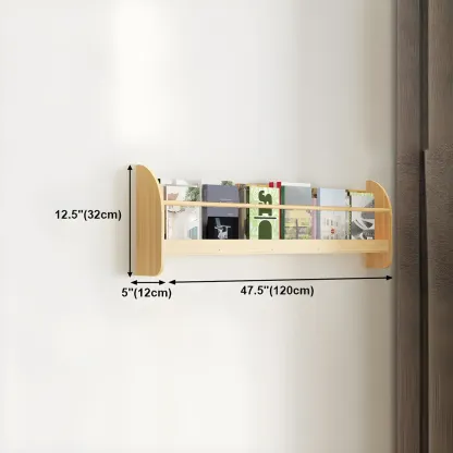 Horizontal Wall-Mounted Light Wood 4-Tier Shelf Unit Image - 40