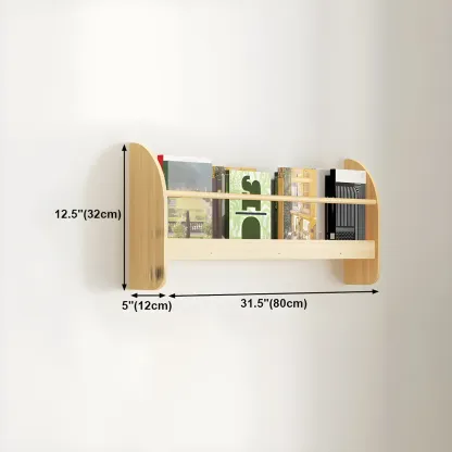 Horizontal Wall-Mounted Light Wood 4-Tier Shelf Unit Image - 42