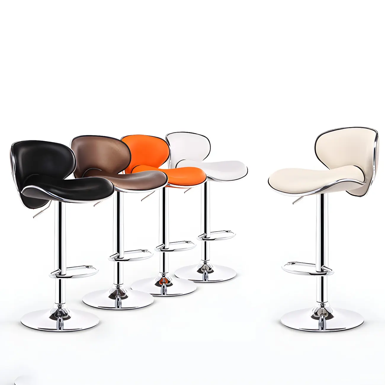 Low Back Saddle Swivel Faux Leather Adjustable Bar Stools Image - 3 | homeyfad