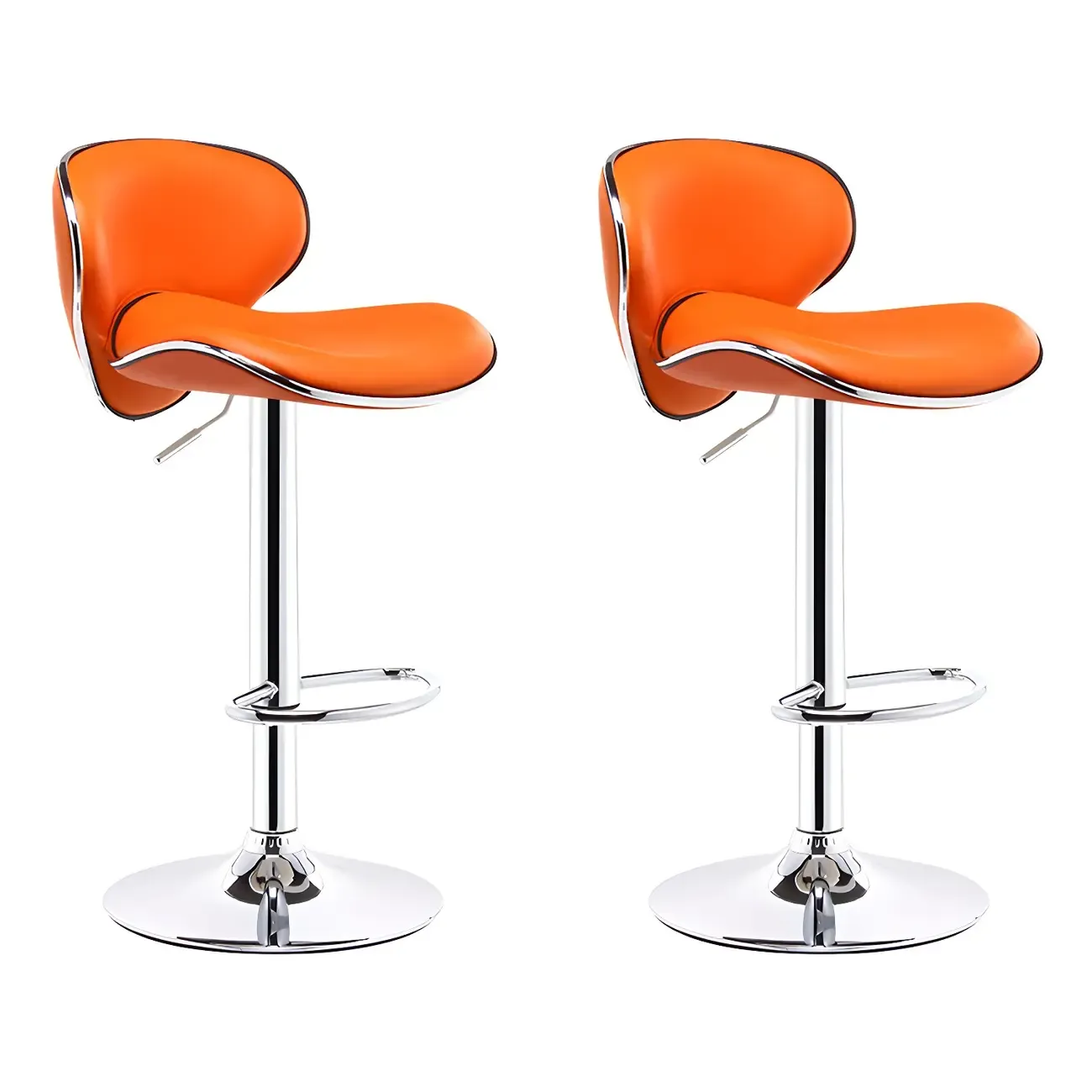 360° Swivel Faux Leather Bar Stools Adjustable Height Bucket Seat Image - 31