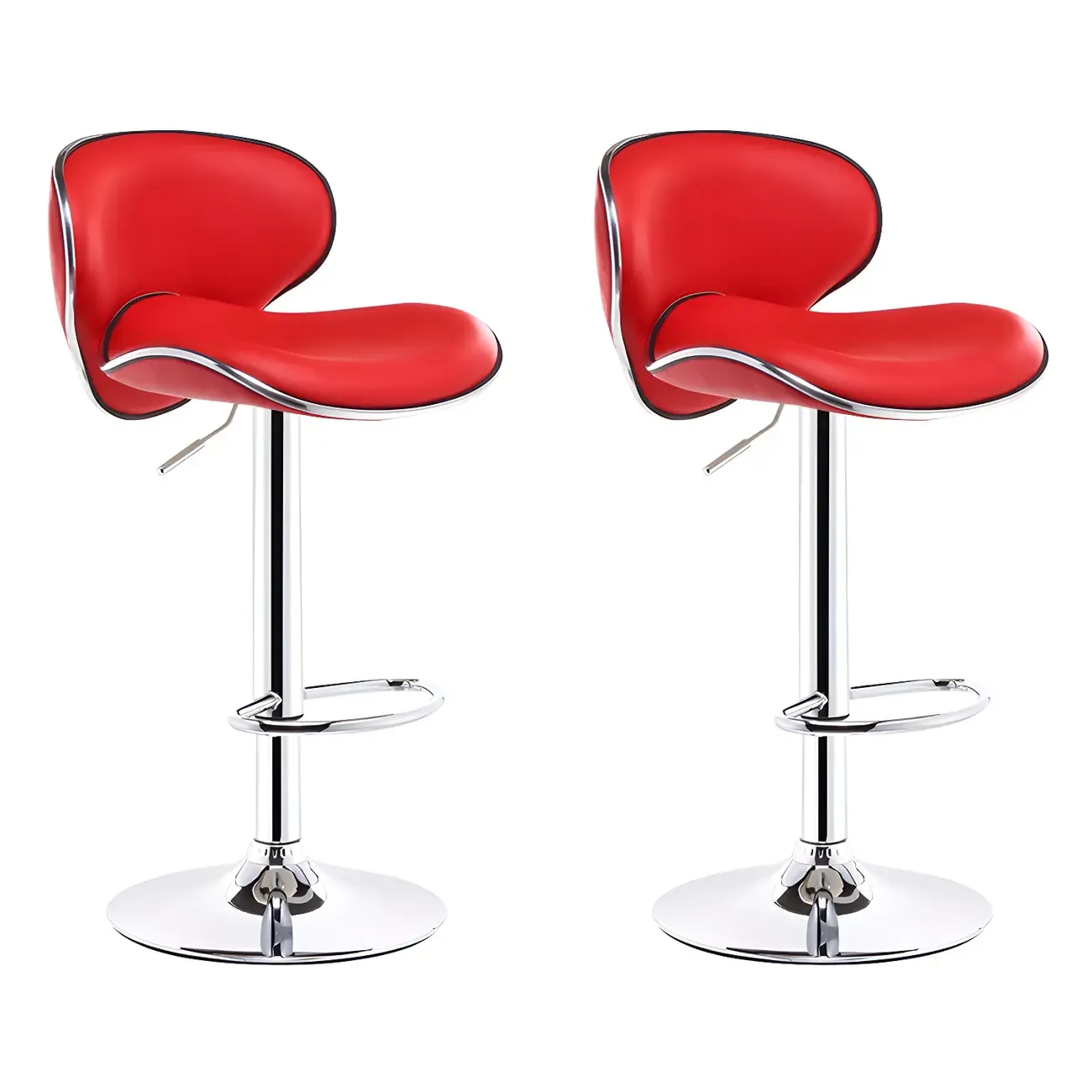 360° Swivel Faux Leather Bar Stools Adjustable Height Bucket Seat Image - 32