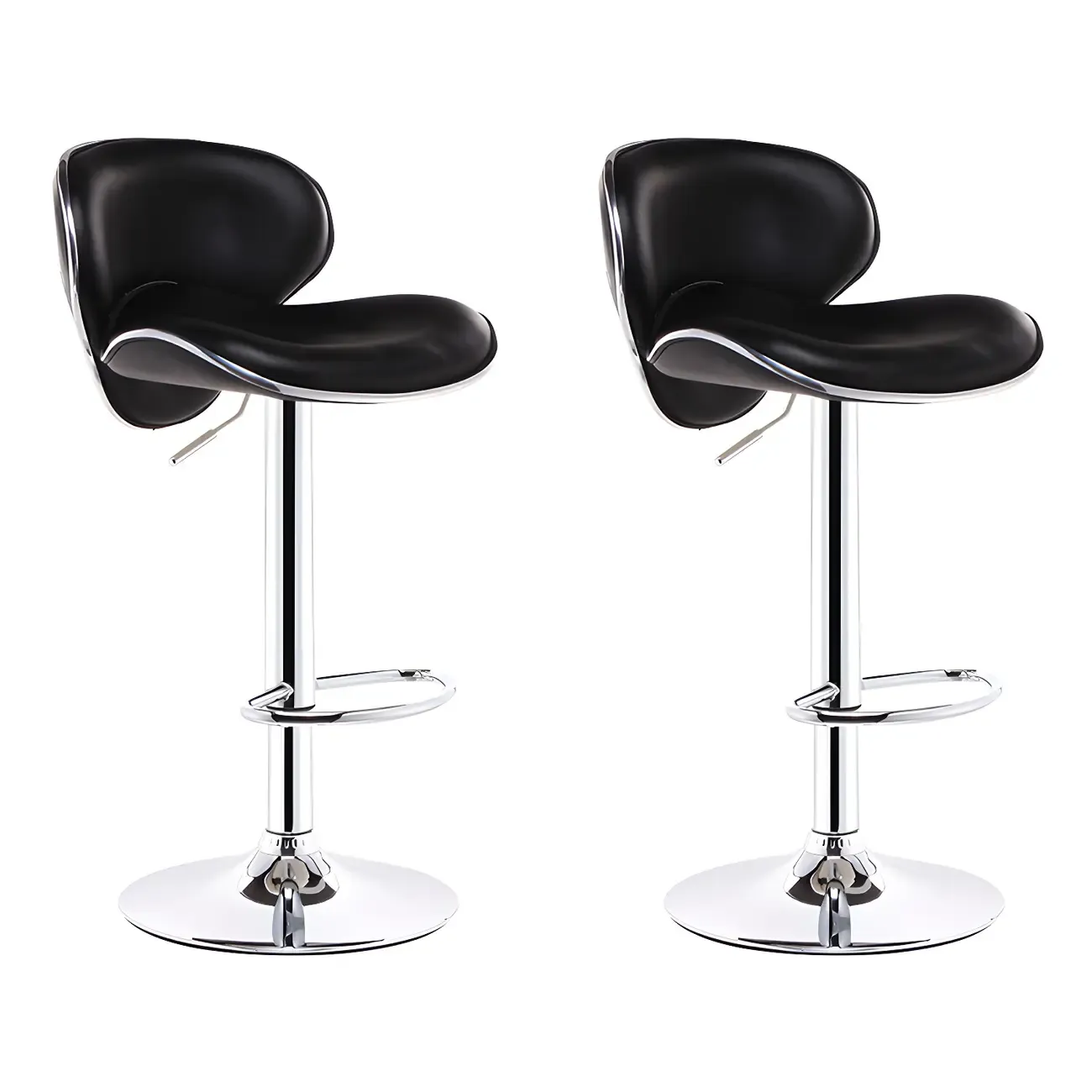 360° Swivel Faux Leather Bar Stools Adjustable Height Bucket Seat Image - 35