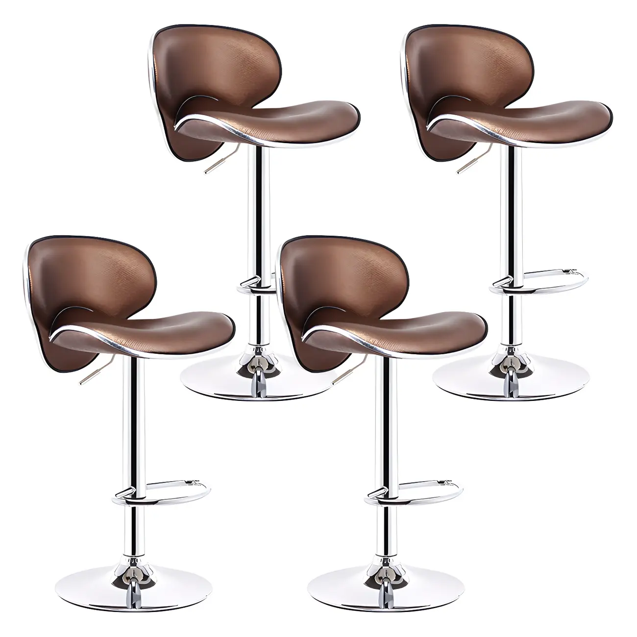 360° Swivel Faux Leather Bar Stools Adjustable Height Bucket Seat Image - 41 | homeyfad