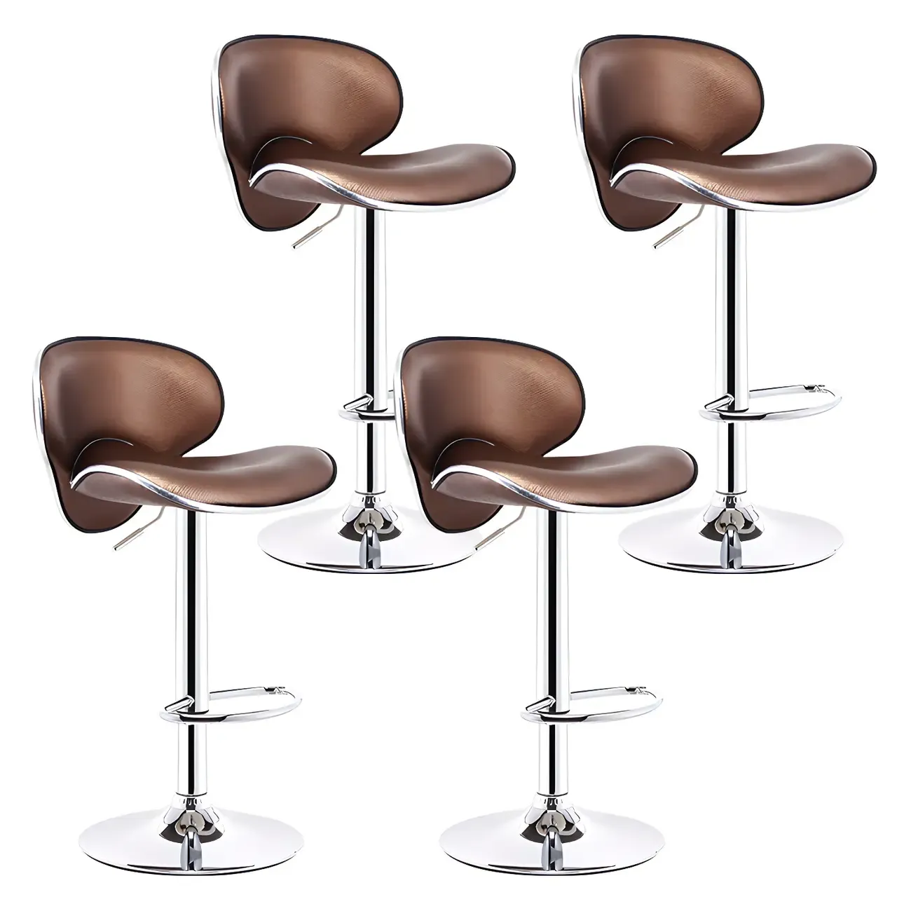 360° Swivel Faux Leather Bar Stools Adjustable Height Bucket Seat Image - 41