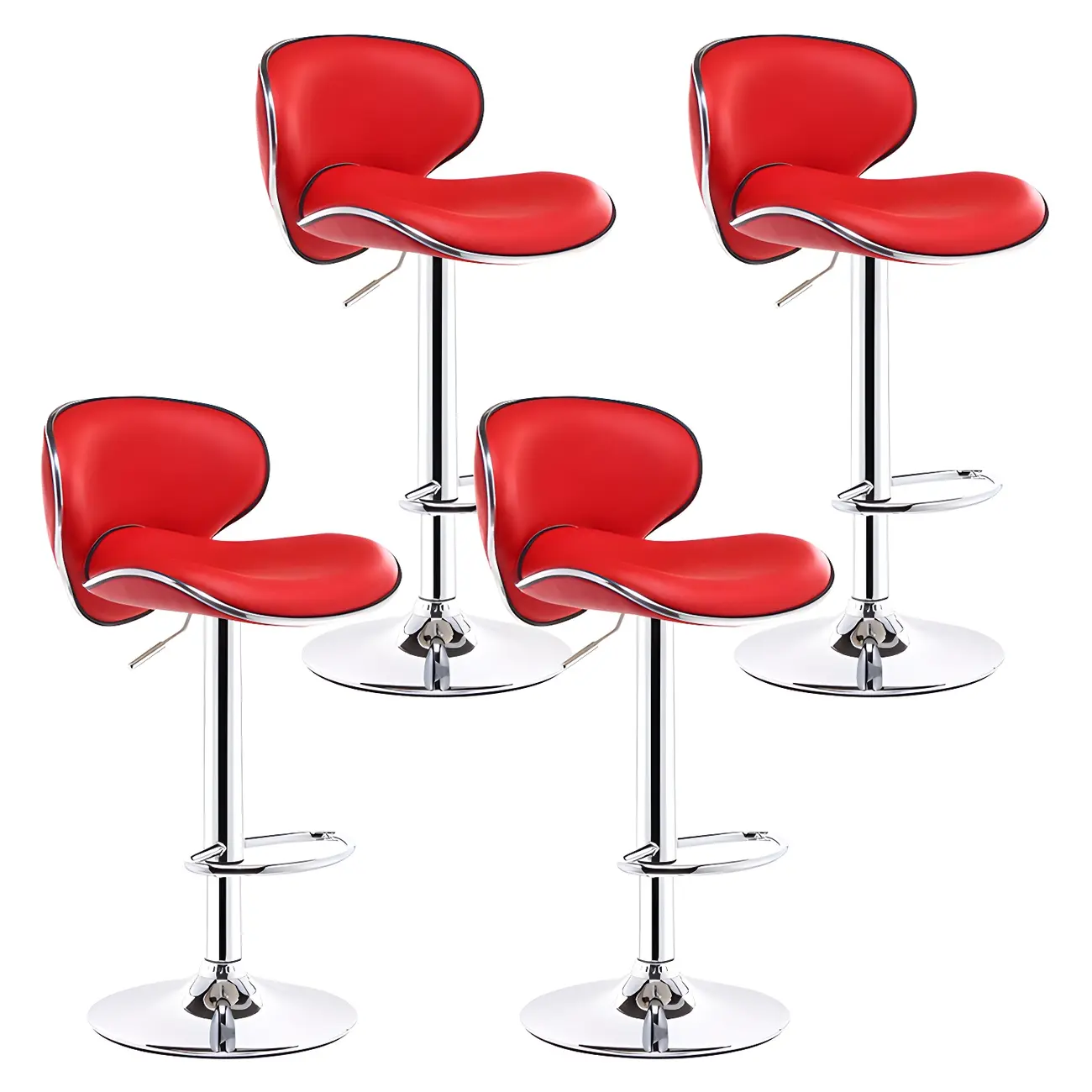 360° Swivel Faux Leather Bar Stools Adjustable Height Bucket Seat Image - 44 | homeyfad