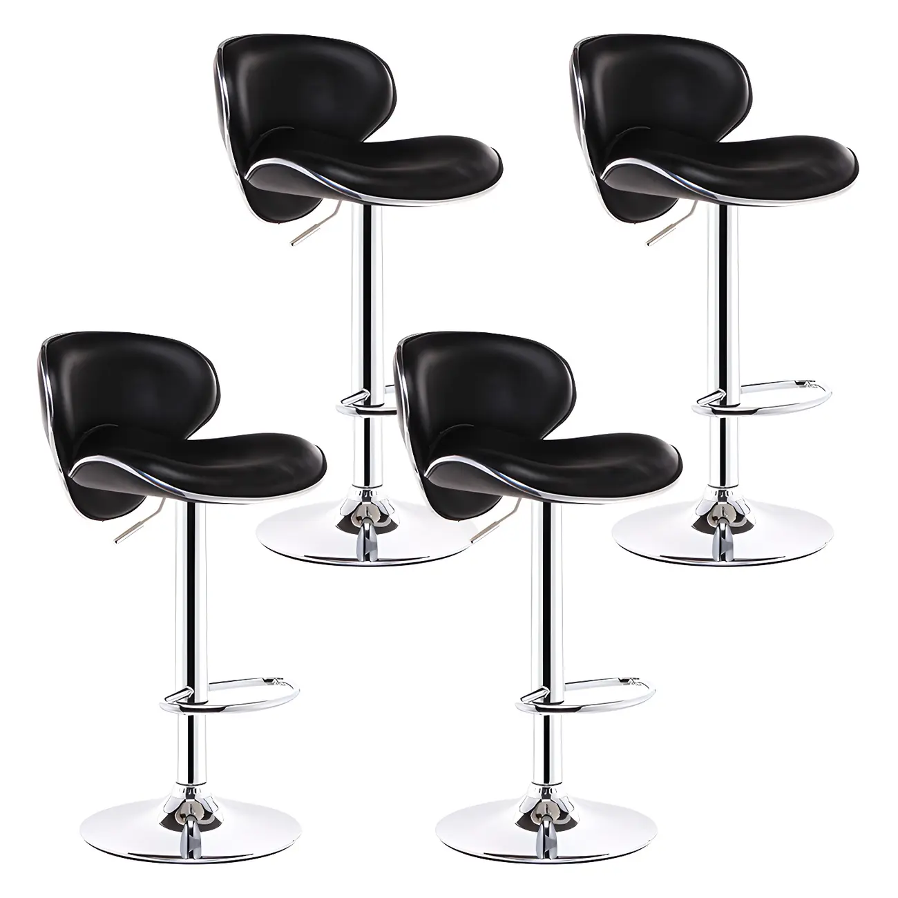 360° Swivel Faux Leather Bar Stools Adjustable Height Bucket Seat Image - 47 | homeyfad