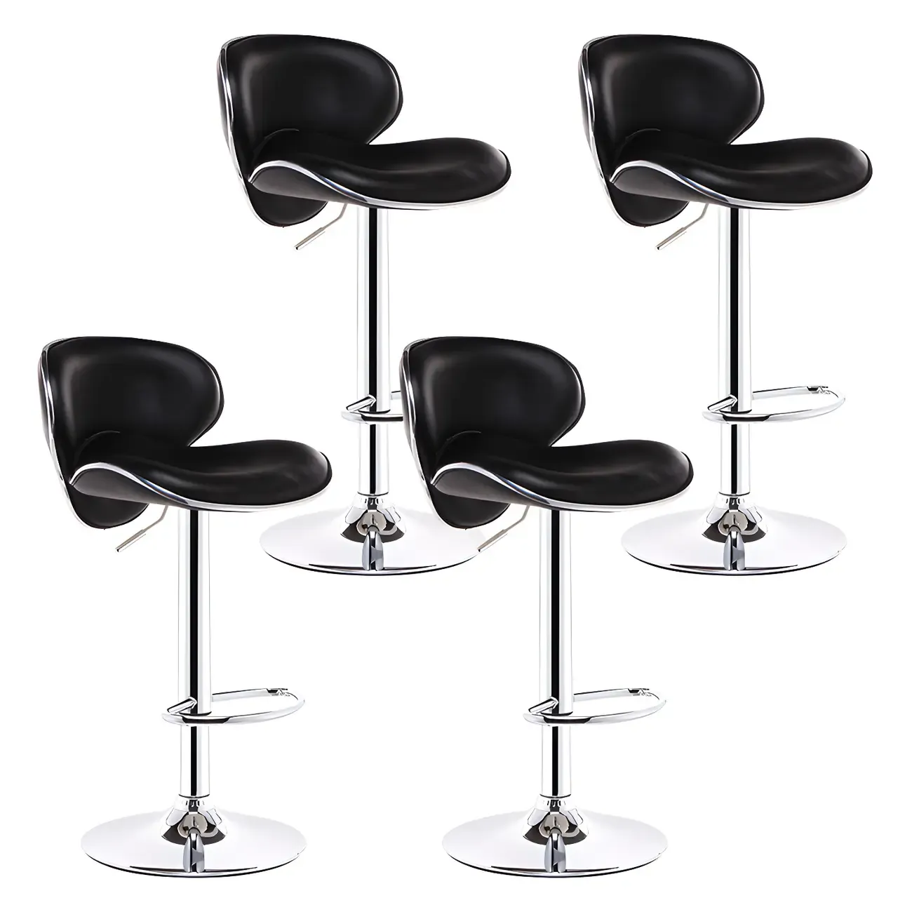 360° Swivel Faux Leather Bar Stools Adjustable Height Bucket Seat Image - 47