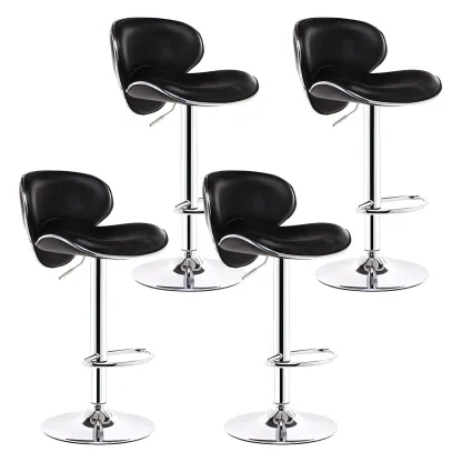 360° Swivel Faux Leather Bar Stools Adjustable Height Bucket Seat Image - 47