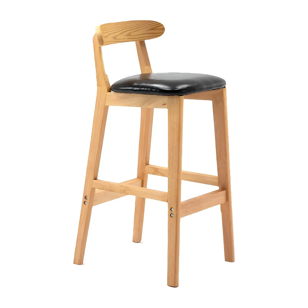 Modern Wood Comfort-Enhanced Minimalist Bar Stool Image - 5
