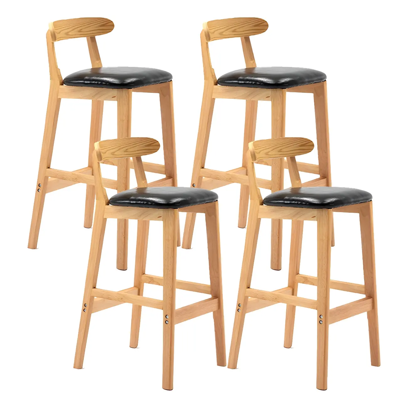 Modern Wood Comfort-Enhanced Minimalist Bar Stool Image - 7 | homeyfad