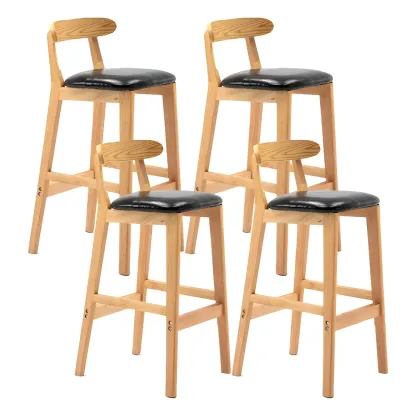Modern Wood Comfort-Enhanced Minimalist Bar Stool Image - 7