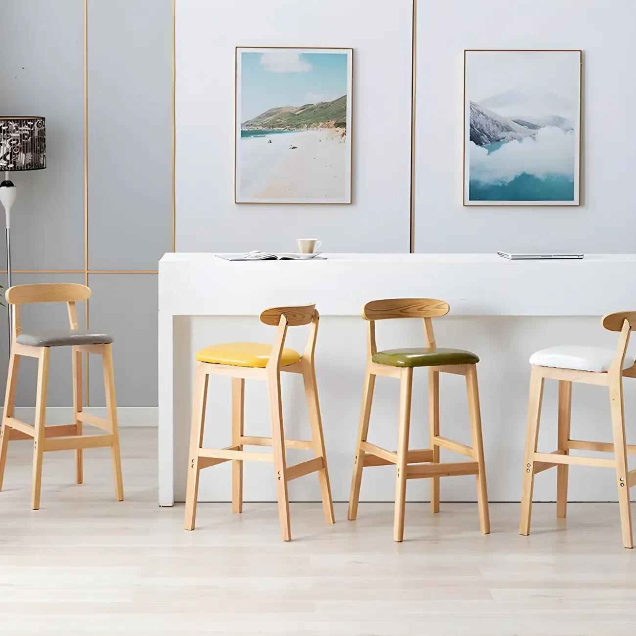 Modern Wood Comfort-Enhanced Minimalist Bar Stool Image - 4