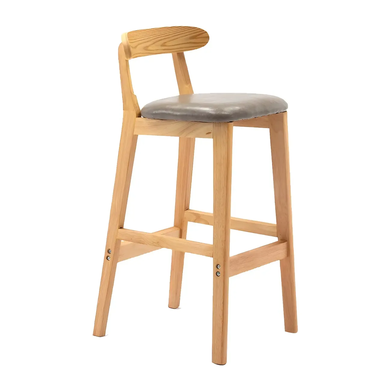 Modern Wood Comfort-Enhanced Minimalist Bar Stool Image - 8