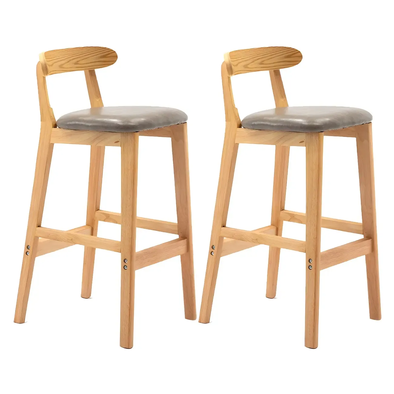Modern Wood Comfort-Enhanced Minimalist Bar Stool Image - 9