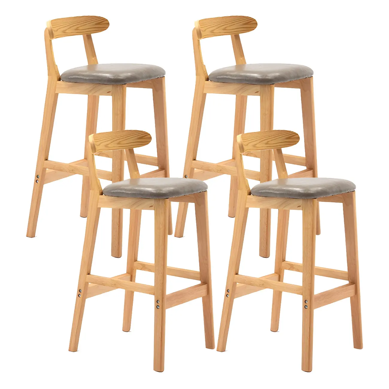 Modern Wood Comfort-Enhanced Minimalist Bar Stool Image - 11 | homeyfad