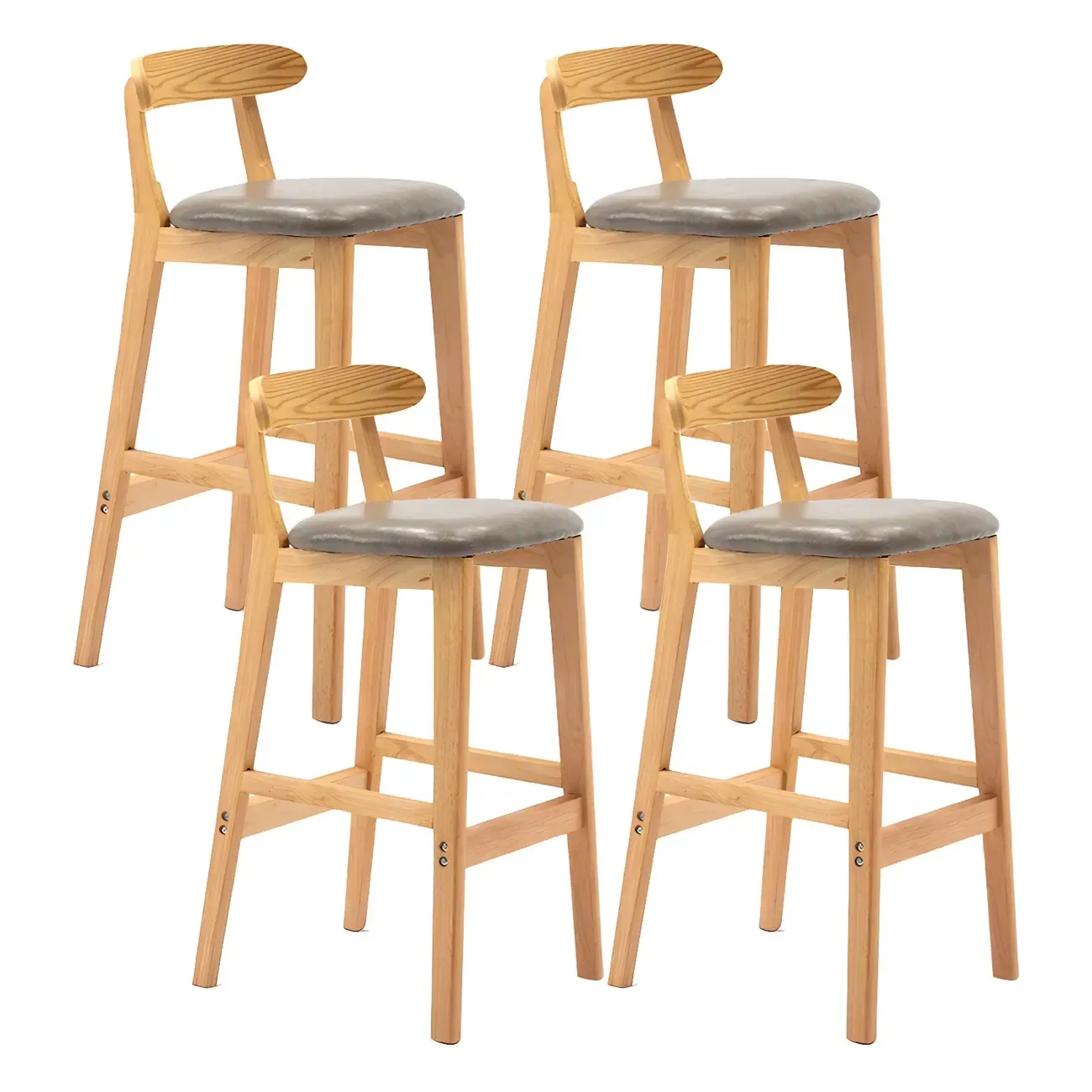 Modern Wood Comfort-Enhanced Minimalist Bar Stool Image - 11