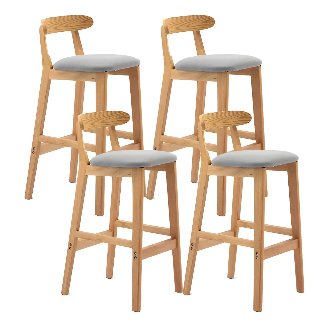 Modern Wood Comfort-Enhanced Minimalist Bar Stool Image - 18