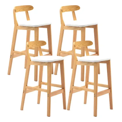 Modern Wood Comfort-Enhanced Minimalist Bar Stool Image - 21