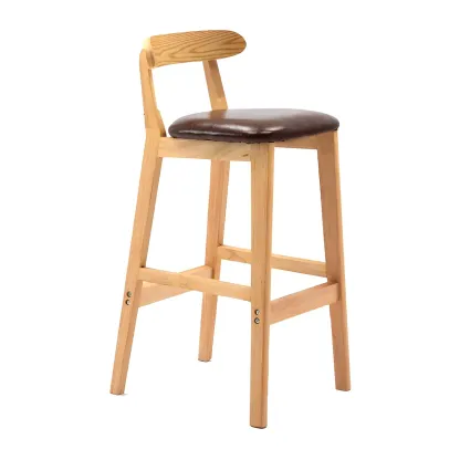 Modern Wood Comfort-Enhanced Minimalist Bar Stool Image - 25