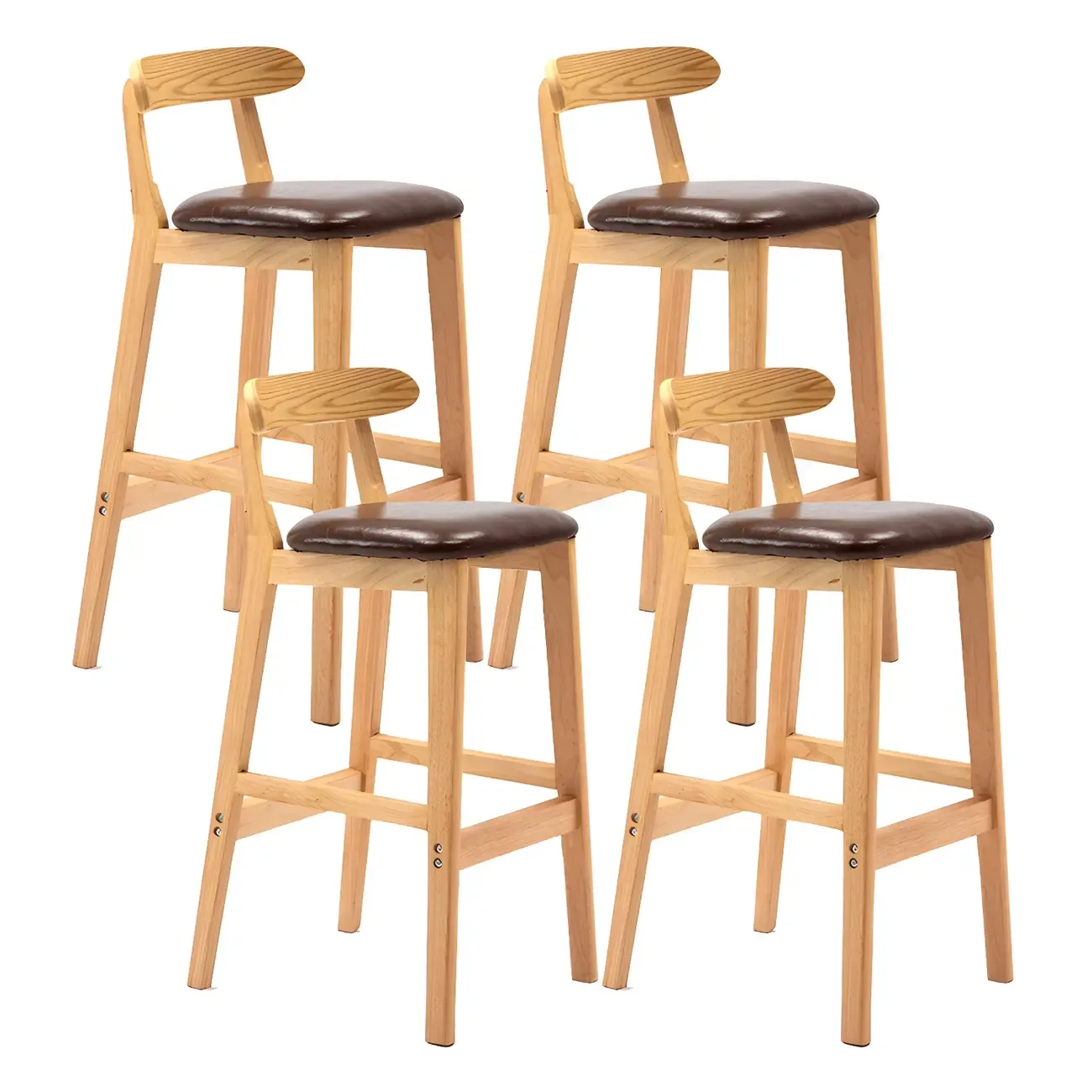 Modern Wood Comfort-Enhanced Minimalist Bar Stool Image - 27