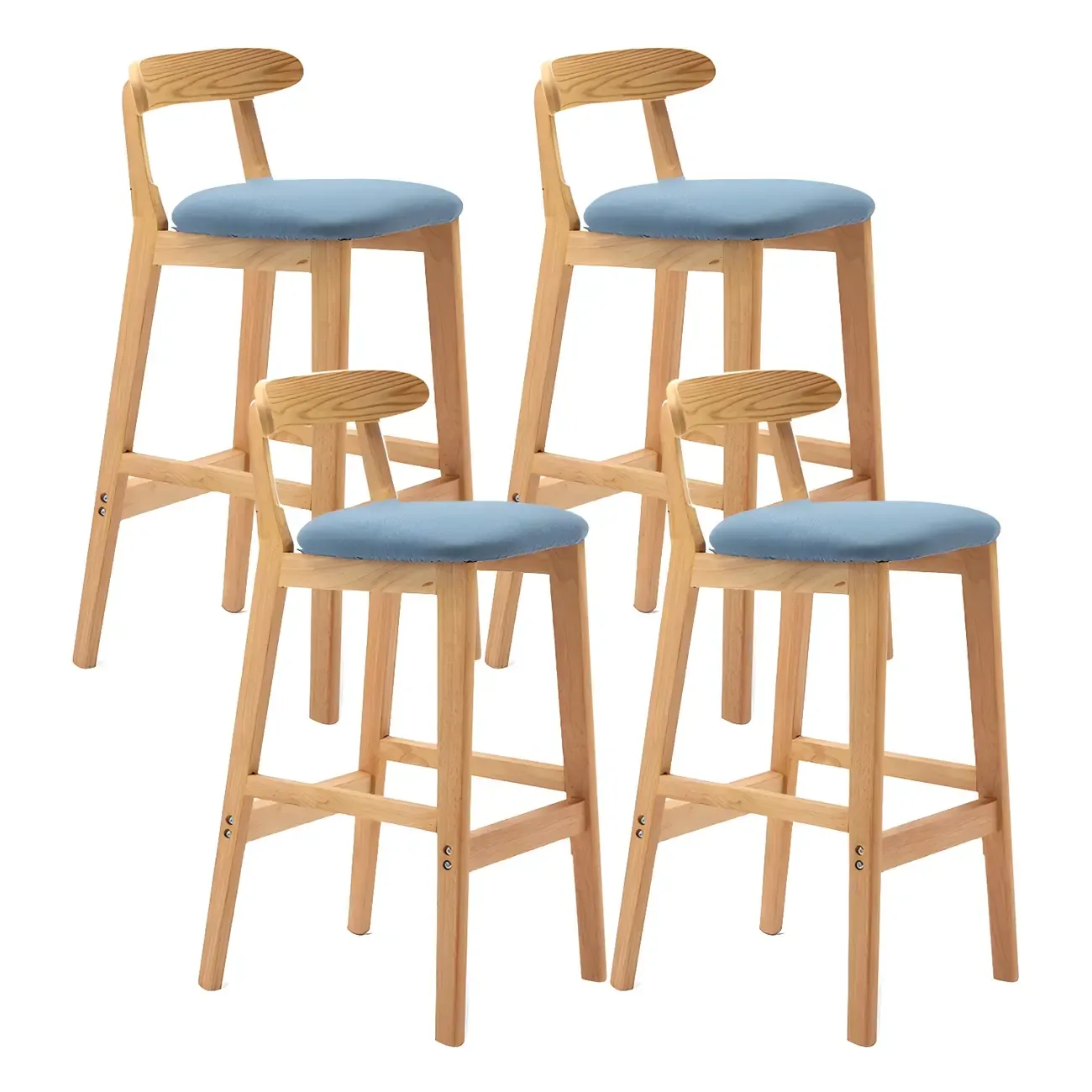 Modern Wood Comfort-Enhanced Minimalist Bar Stool Image - 30