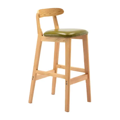 Modern Wood Comfort-Enhanced Minimalist Bar Stool Image - 31