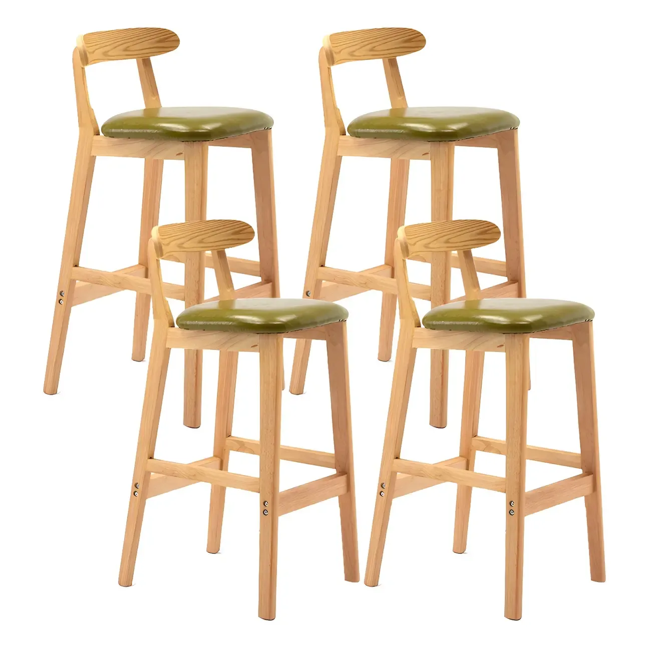 Modern Wood Comfort-Enhanced Minimalist Bar Stool Image - 33