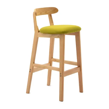 Modern Wood Comfort-Enhanced Minimalist Bar Stool Image - 34