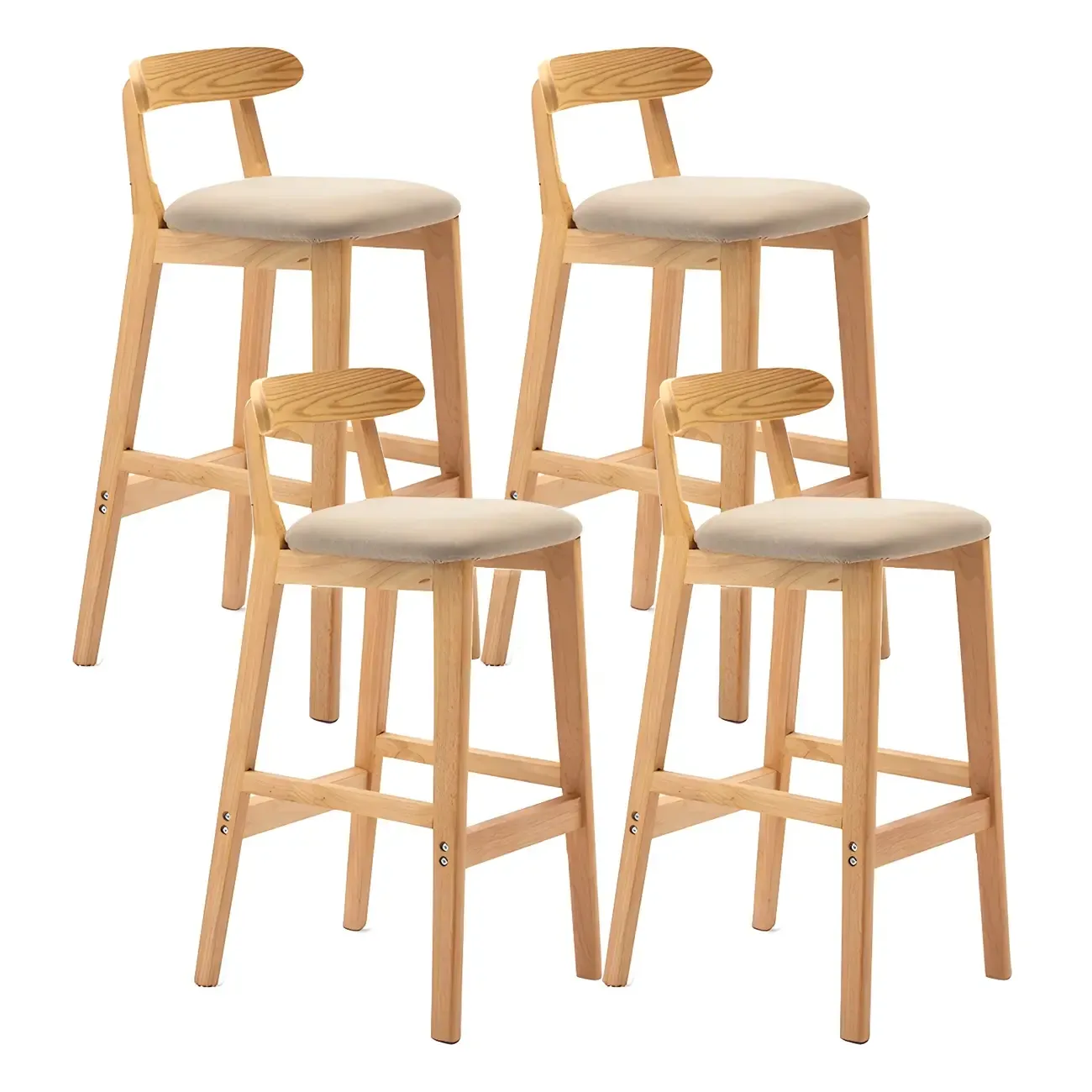 Modern Wood Comfort-Enhanced Minimalist Bar Stool Image - 42