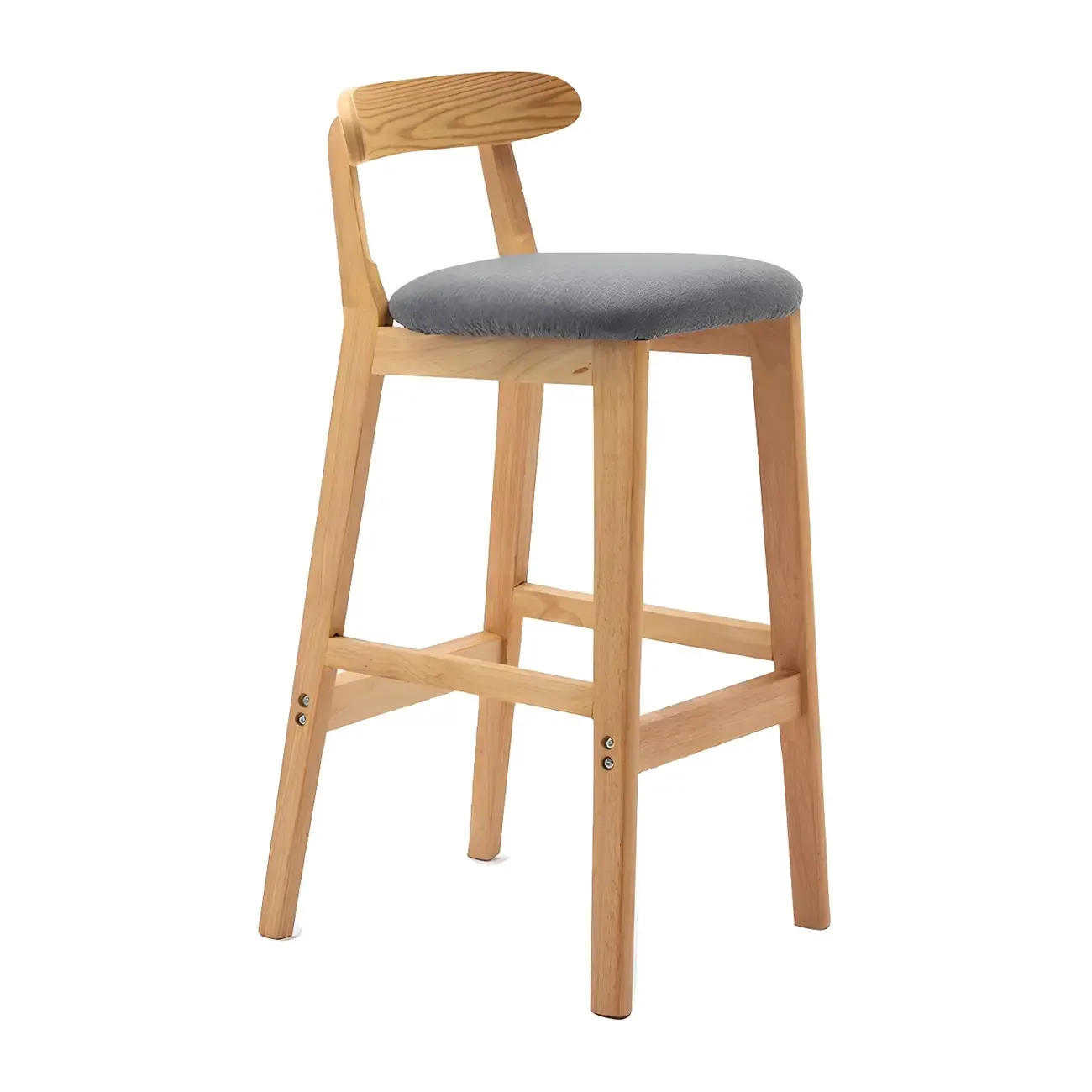 Modern Wood Comfort-Enhanced Minimalist Bar Stool Image - 43