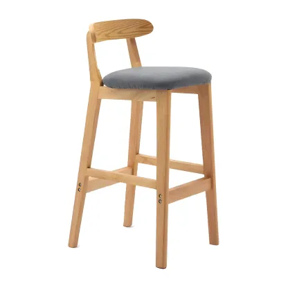 Modern Wood Comfort-Enhanced Minimalist Bar Stool Image - 43