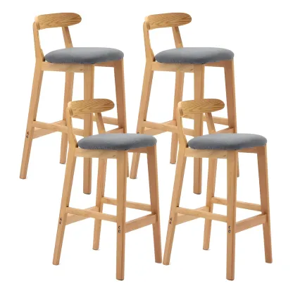 Modern Wood Comfort-Enhanced Minimalist Bar Stool Image - 45