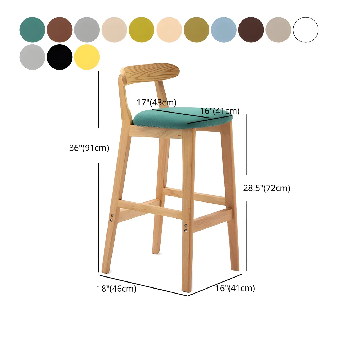 Modern Wood Comfort-Enhanced Minimalist Bar Stool #size | homeyfad