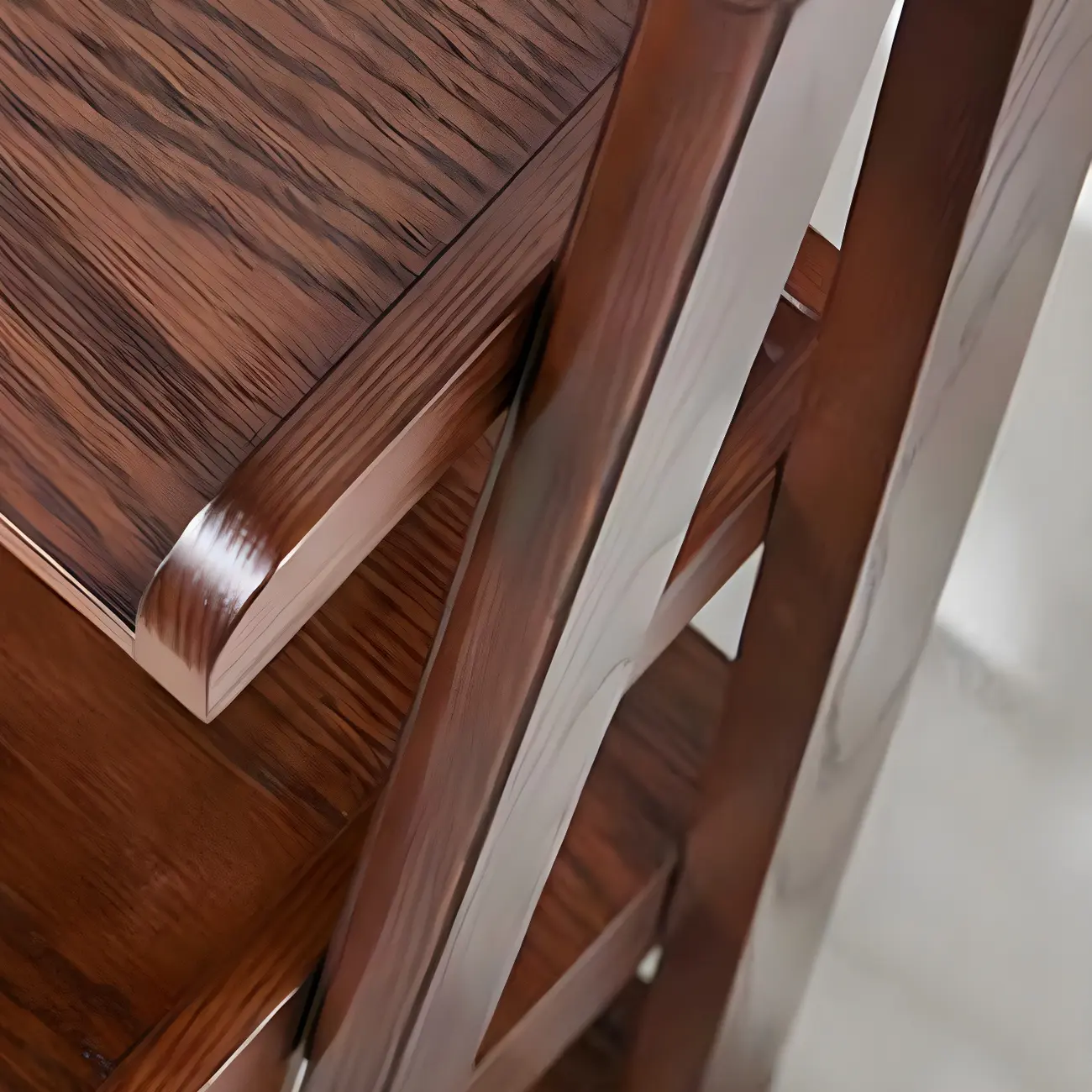 Simple 5-Tier Ash Wood Open Ladder Bookcase Image - 4 | homeyfad