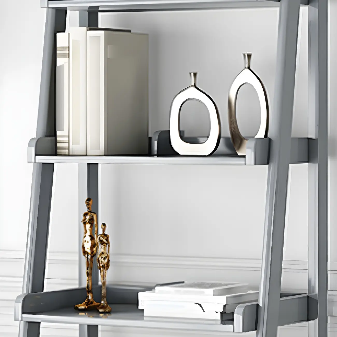 Simple 5-Tier Ash Wood Open Ladder Bookcase Image - 7 | homeyfad