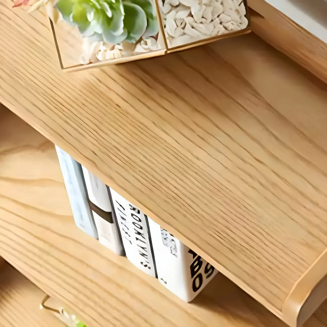 Simple 5-Tier Ash Wood Open Ladder Bookcase Image - 8