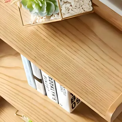 Simple 5-Tier Ash Wood Open Ladder Bookcase Image - 8