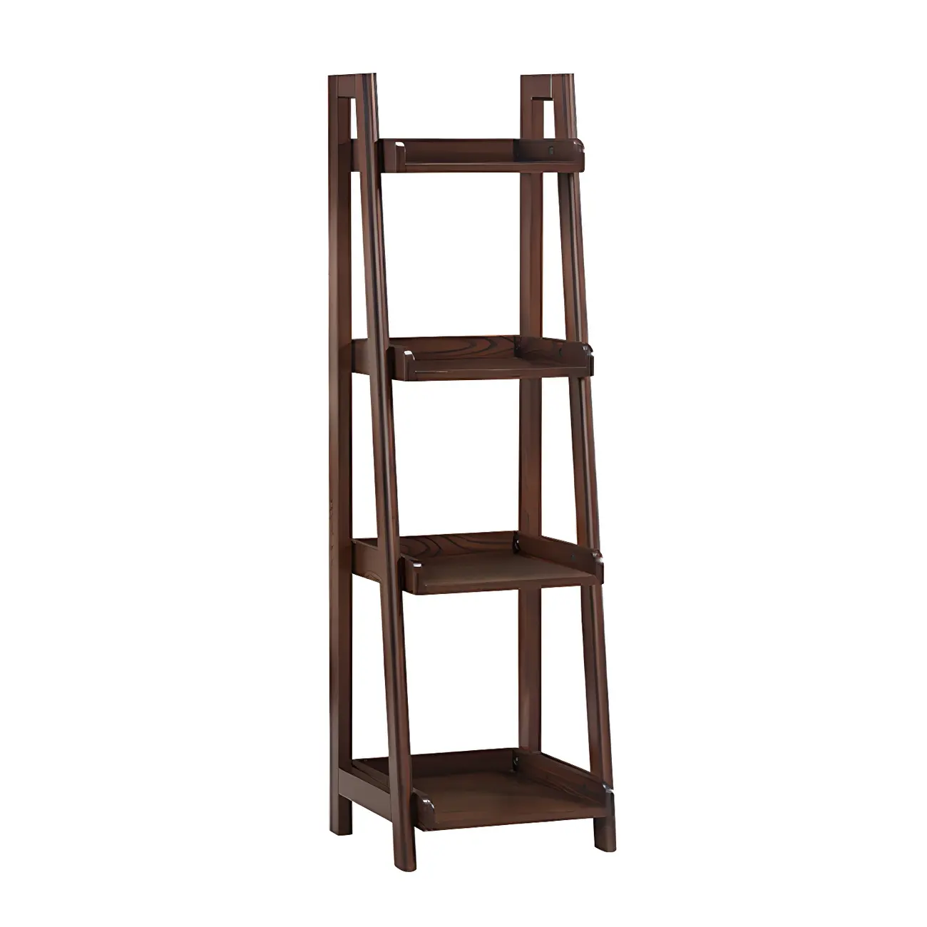 Simple 5-Tier Ash Wood Open Ladder Bookcase Image - 10 | homeyfad