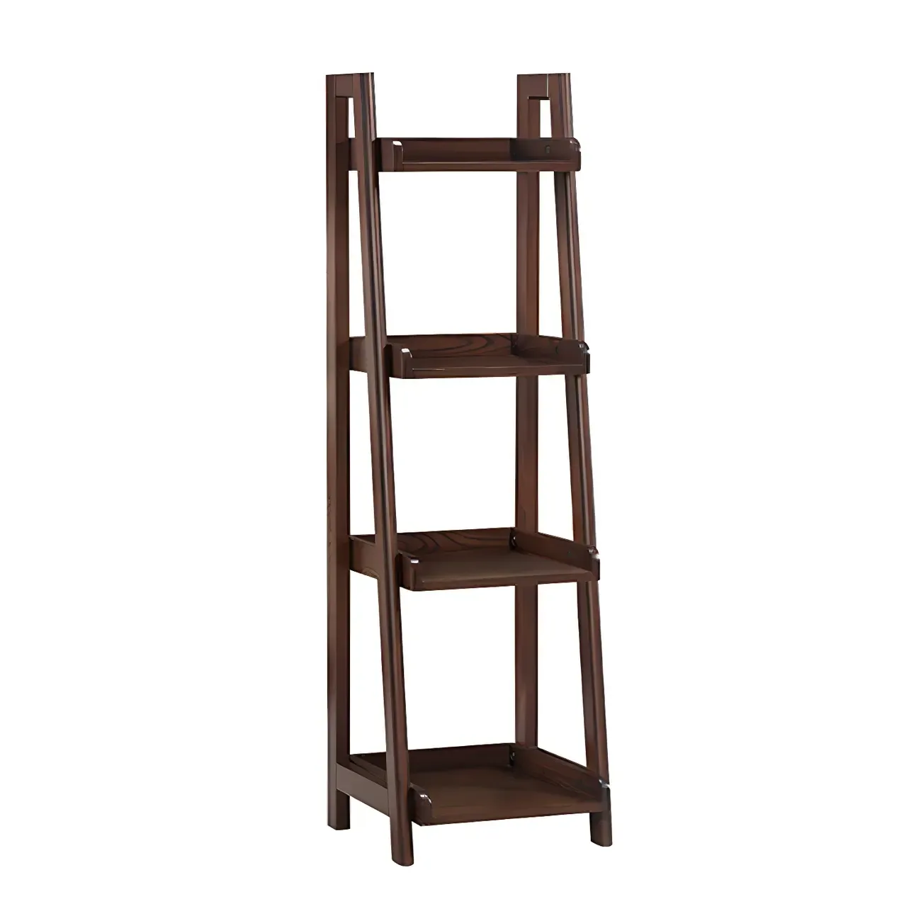 Simple 5-Tier Ash Wood Open Ladder Bookcase Image - 10