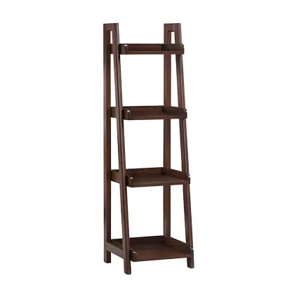 Simple 5-Tier Ash Wood Open Ladder Bookcase Image - 10